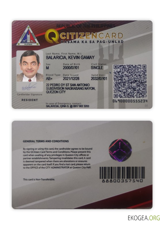 Carte d'identité de citoyen des Philippines